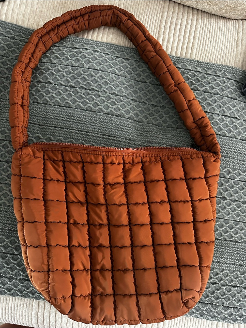 Anthropologie Quilted Puffer Shoulder Bag — Rust